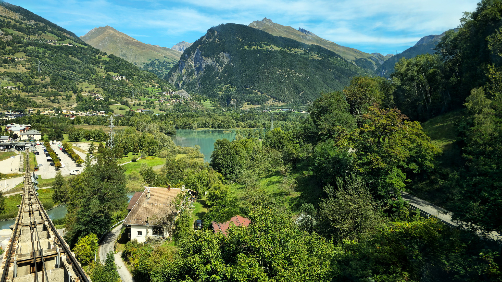 View from the funicular between Bourg-Saint-Maurice and Les Arcs in the French Alps